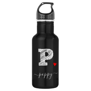 Retro Sketch Monogram Letter P, Water Bottle