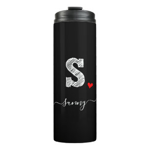 Retro Sketch Monogram Letter S, Thermal Tumbler