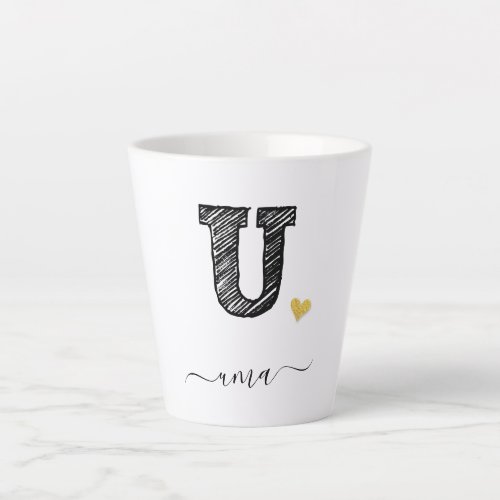 Retro Sketch Monogram Letter U Latte Mug
