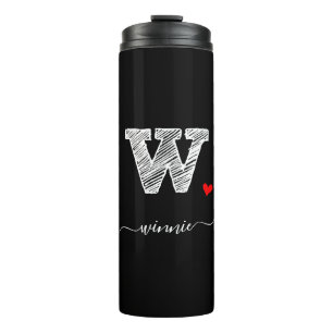 Retro Sketch Monogram Letter W, Thermal Tumbler