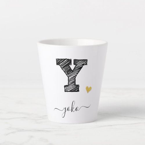 Retro Sketch Monogram Letter Y Latte Mug