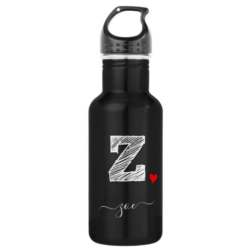 Retro Sketch Monogram Letter Z Water Bottle