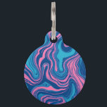 Retro Sketchnote Blue and Pink Liquid Brush Waves Pet ID Tag<br><div class="desc">Part of collection, this vivid hand-drawn retro-style seamless pattern with wavy brush strokes in cozy blue and pink tones is perfect for stylish phone cases, travel tags, throw pillows, mugs, and retro home decor accessories. The hand-drawn retro-style seamless pattern features vivid wavy and swirled brush stroke creating a lively liquid...</div>