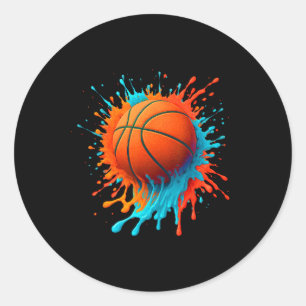 Retro Sketll Players Lovers Sports Team Boys Kids Classic Round Sticker