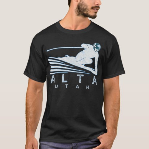 Retro Ski Alta Utah Illustration  Vintage Snow T_Shirt