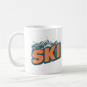 Retro Ski Club Vintage 80s Ski Lift Illustration Coffee Mug