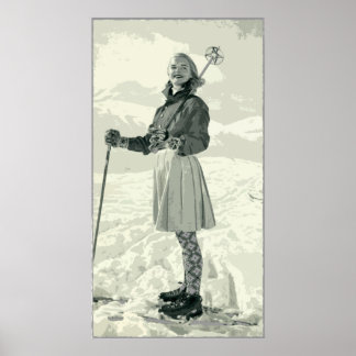 RETRO SKI GIRL SPORT POSTER