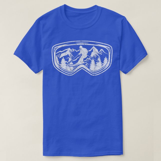 Retro Ski Goggles Gift Skier Face Mask Skiing Inst T-Shirt (Design Front)