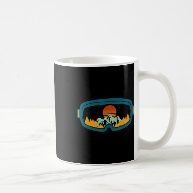 Retro Ski Goggles Skiing Skis Snowboard Winter Sea Coffee Mug (Right)