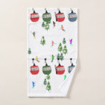 Retro Ski Illustration Hand Towel<br><div class="desc">Cool winter themed skier pattern design with skiers skiing down alpine ski resort slopes among snow covered fir trees in alps. Freeride skiers are wearing colorful vintage retro ski suits, skiing downhill with skis on a white snowy mountain landscape background. Wonderful winter sport fun gift for a skier in your...</div>