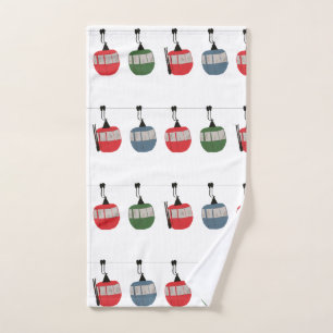 Retro Ski Lift Illustration Hand Towel