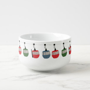 Retro Ski Lift Illustration Soup Mug