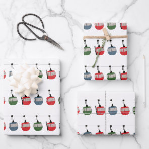 Retro Ski Lift Illustration Wrapping Paper Sheets