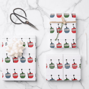 Retro Ski Lift Illustration Wrapping Paper Sheets