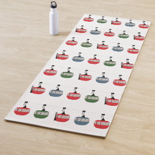 Retro Ski Lift Illustration Yoga Mat