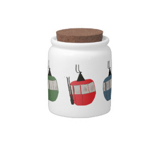Retro Ski Lift Skiing Illustration Candy Jar