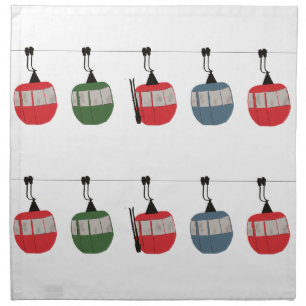 Retro Ski Lift Skiing Illustration Cloth Napkin