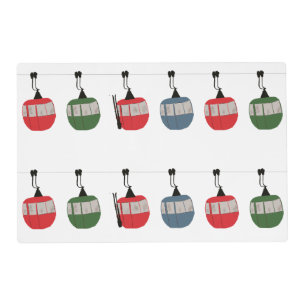 Retro Ski Lift Skiing Illustration Placemat