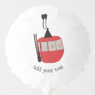 Retro Ski Lift Skiing Snow Mountain Illustration Balloon