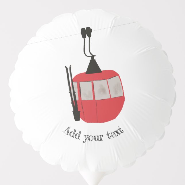 Retro Ski Lift Skiing Snow Mountain Illustration Balloon (Front)
