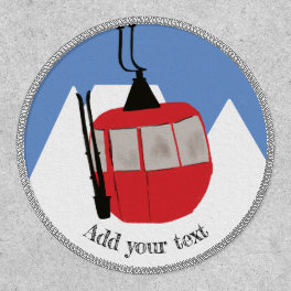 Retro Ski Lift Skiing Snow Mountain Illustration Patch