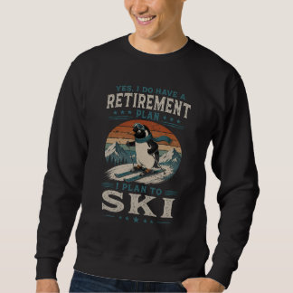 Retro Ski Lover Gentoo Penguin Winter Sports Art Sweatshirt