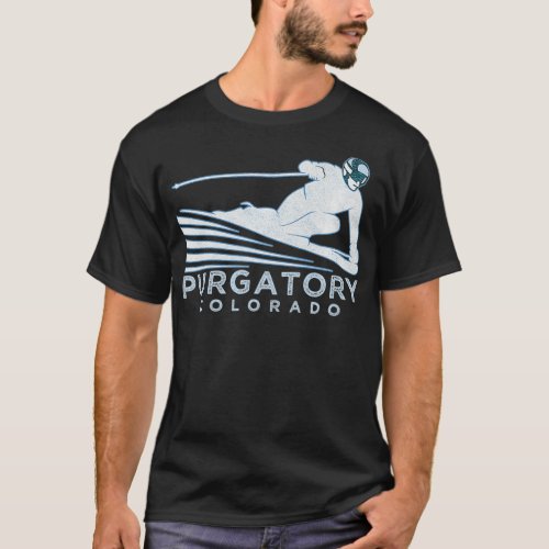Retro Ski Purgatory CO Illustration  Vintage Ski T_Shirt