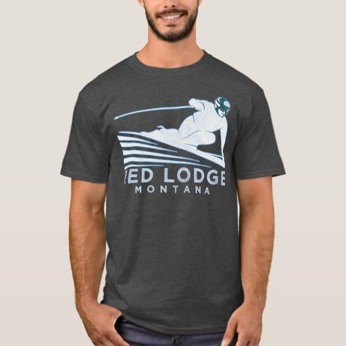 Retro Ski Red Lodge Montana Illustration  Snow T_Shirt