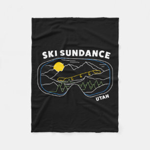 Retro Ski Sundance Utah Us Ski Resort Ski Snowboar Fleece Blanket
