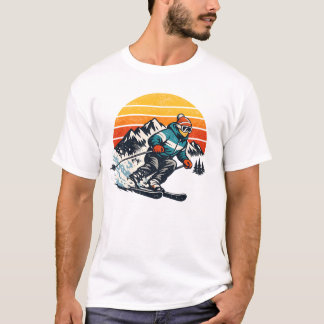 Retro Ski Sunset Design Vintage T-Shirt