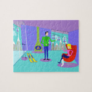 Retro Ski Vacation Jigsaw Puzzle