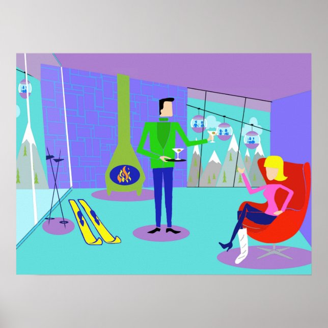 Retro Ski Vacation Poster (Front)