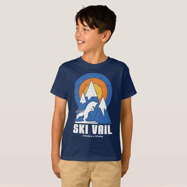 Retro Ski Vail White Fox T-Shirt (Front Full)