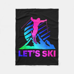 Retro Ski Vintage 80s 90s Skiing Outfit _4  Fleece Blanket