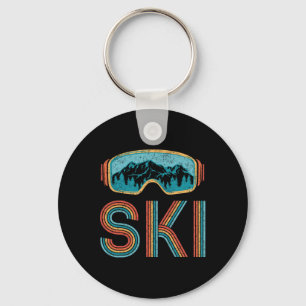 Retro Ski Vintage 80s 90s Winter Sport Skiing Men Keychain