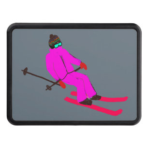 Retro Skier Skiing Ski Hitch Cover