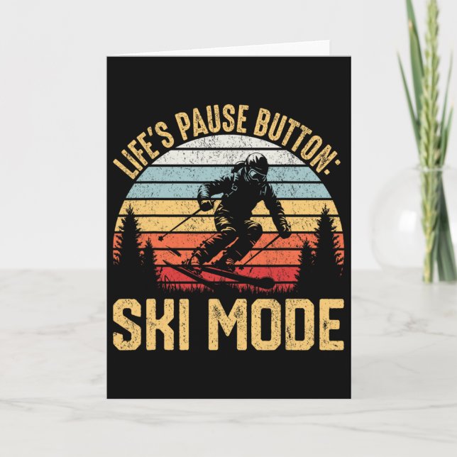 Retro Skiing Adventure Ski Snowboard Enthusiasts  Card (Front)