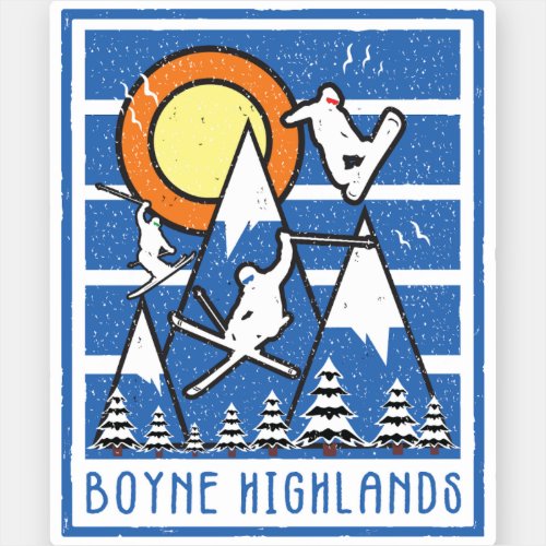 Retro Skiing at Boyne Highlands Mountain Sticker