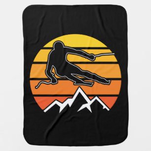 Retro Skiing Baby Blanket