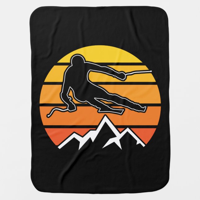 Retro Skiing Baby Blanket (Front)