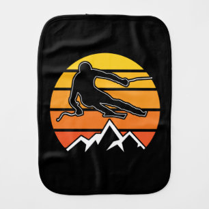 Retro Skiing Baby Burp Cloth