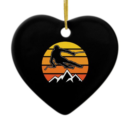 Retro Skiing Ceramic Ornament