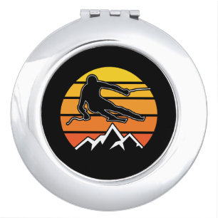 Retro Skiing Compact Mirror