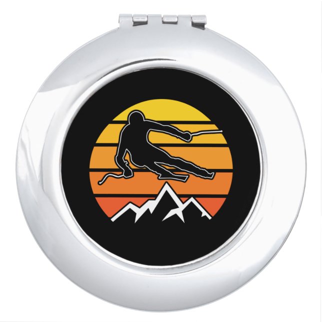 Retro Skiing Compact Mirror (Front)