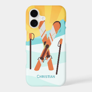 Retro Skiing Design with Snowy Landscape iPhone 17 Case