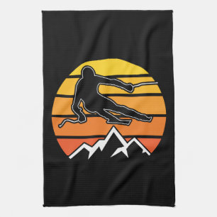 Retro Skiing Kitchen Towel