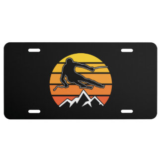 Retro Skiing License Plate