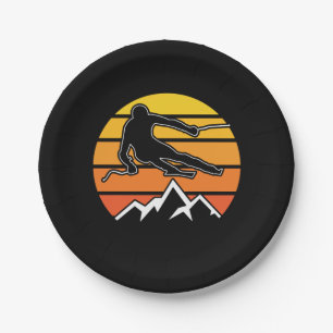 Retro Skiing Paper Plates