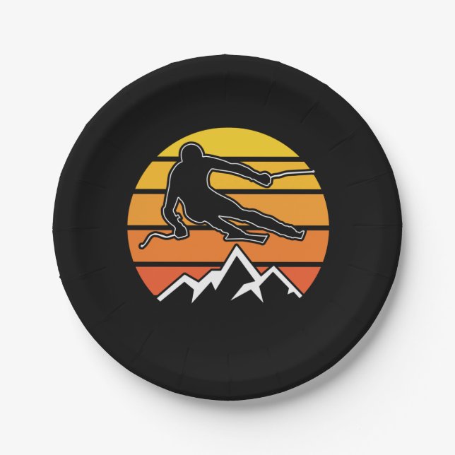 Retro Skiing Paper Plates (Front)
