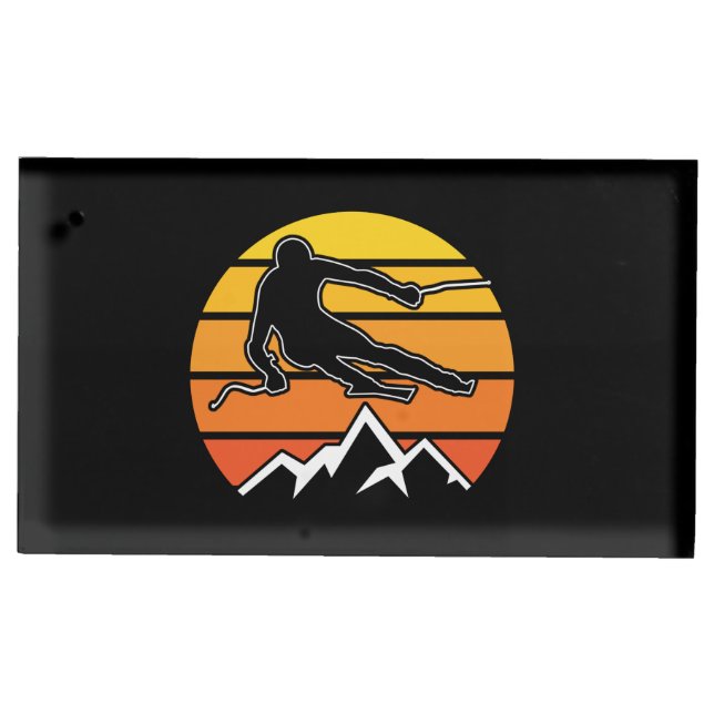 Retro Skiing Place Card Holder (Front)